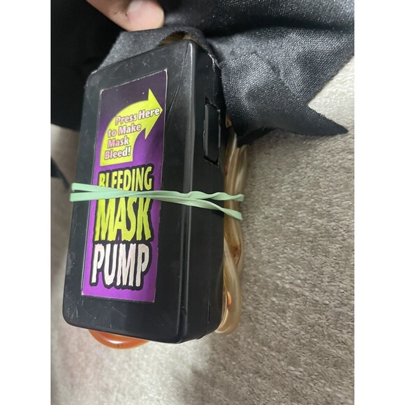 Halloween Skull Mask Adult Black Hood Blood Pump Not Working - Picture 3 of 7